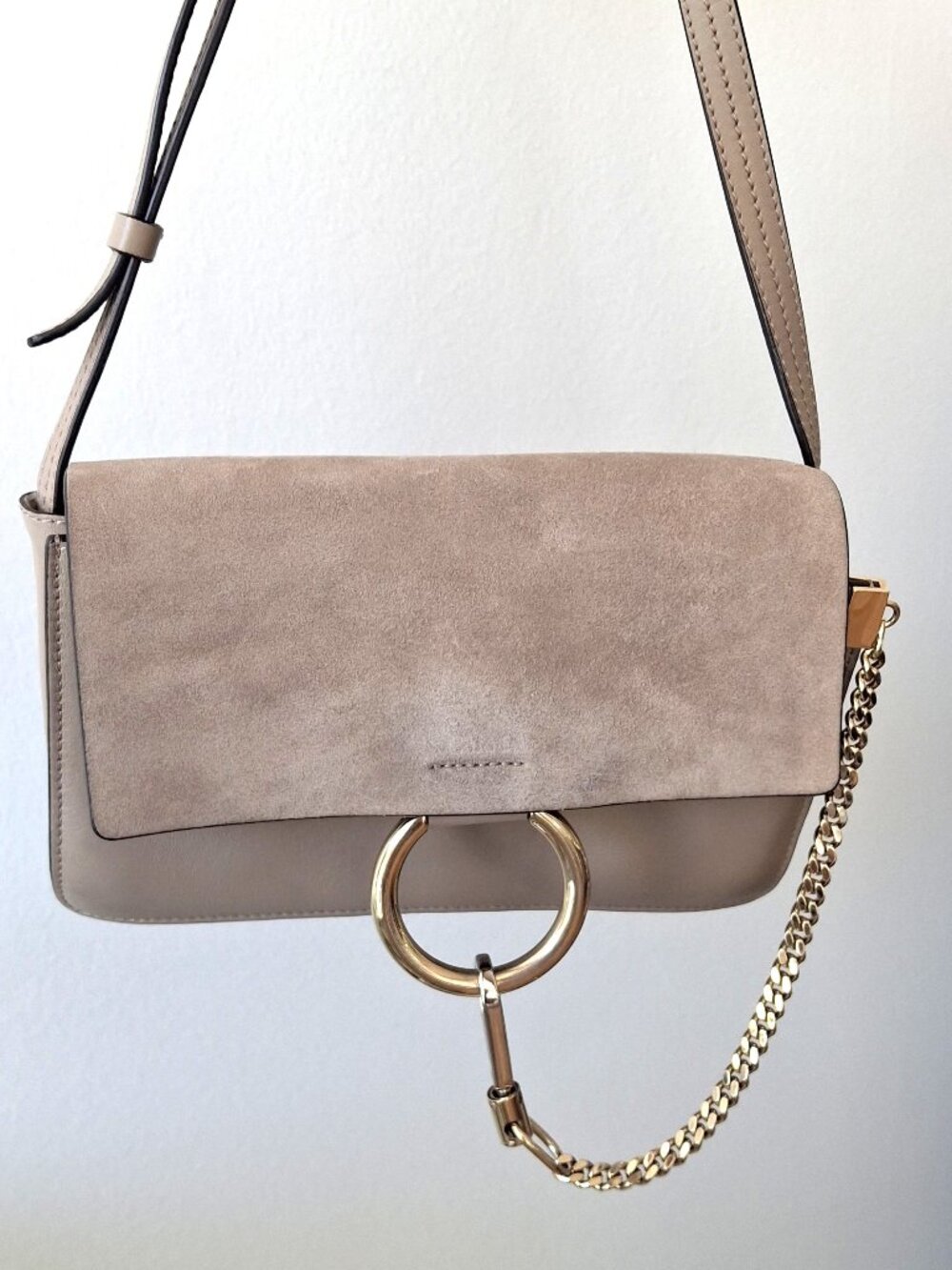 Authentic Chloe Faye Leather Suede Grey Crossbody Bag, Great Condition